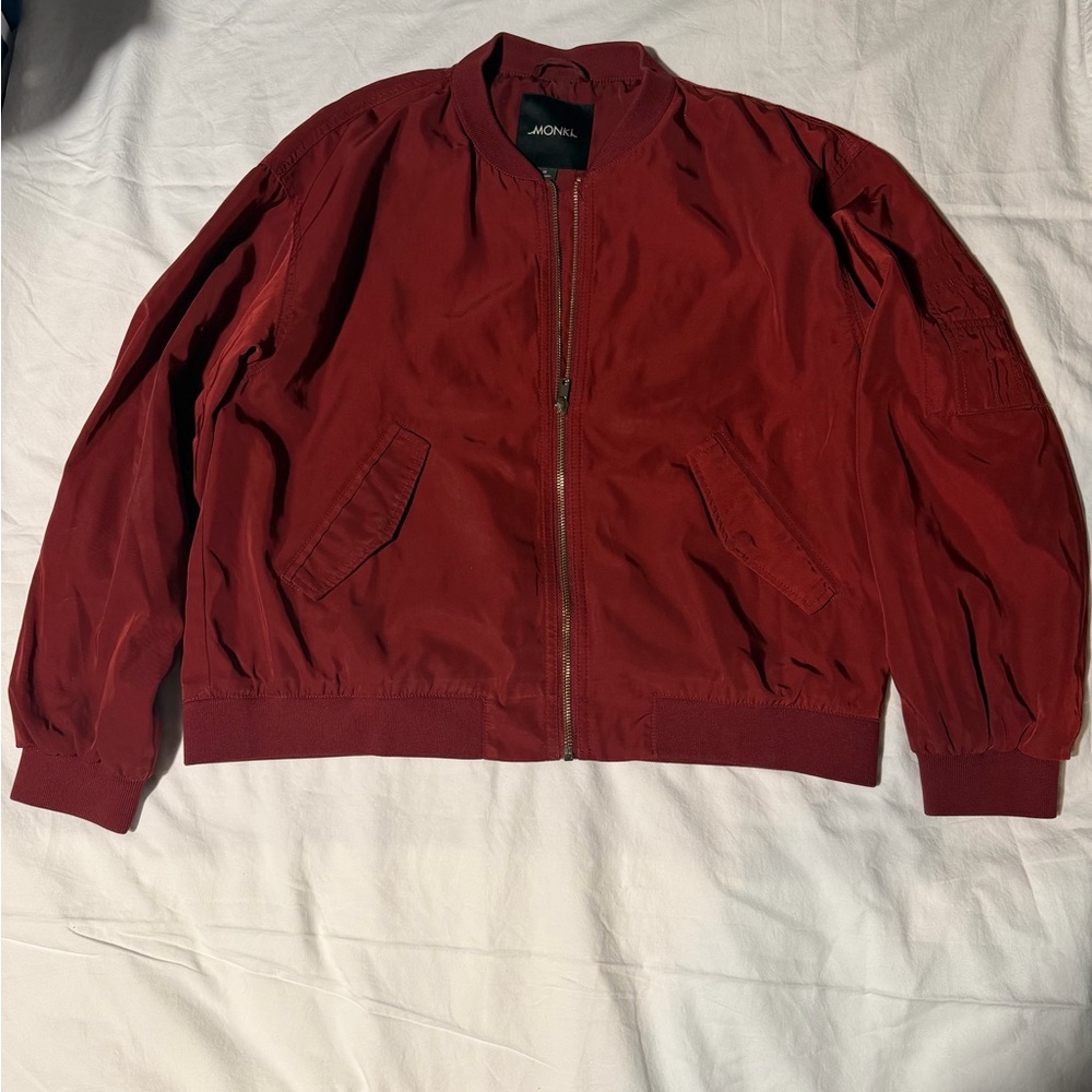 Monki Deep Red Bomber Jacket